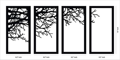 Dbeautify Beautiful Tree Design MDF Wooden Wall Art Hanging for Home & Office Decoration in Black Color Set of 4 Pieces Size: 12 Inches (HI0362)