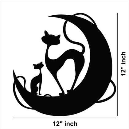 Dbeautify Cat Moon Cartoon Design MDF Wooden Wall Hanging for Home Bedroom Decoration in Black Color Size 12 Inches (Model:HI0807) Dbeautify Cat Moon Cartoon Design MDF Wooden Wall Hanging for Home Bedroom Decoration in Black Color Size 12 Inches (Model:HI0807)