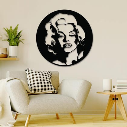 Dbeautify Beautiful Lady Design MDF Wooden Wall Hanging for Home Bedroom & Office Decoration in Black Color Size 12 Inches