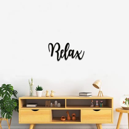 Dbeautify Relax Quote Design MDF Wooden Wall Hanging for Home Bedroom & Office Decoration in Black Color Size 12 Inches