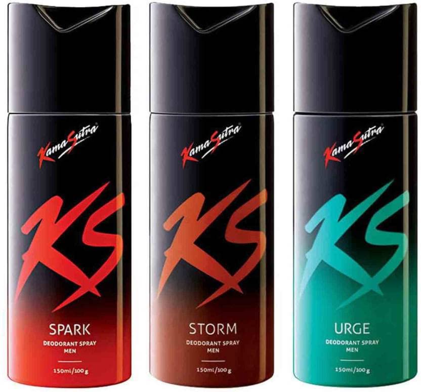 Kamasutra KS Spark, Storm, Urge Perfume Body Spray 150 ML EACH, MEN