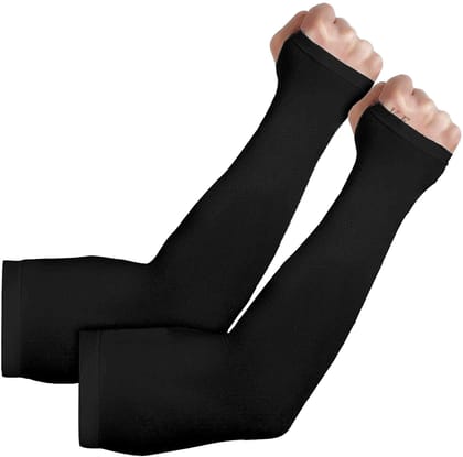 Prabhuratan Nylon Black Arm Sleeve for Men & Women (Pack of 2) Prabhuratan Nylon Black Arm Sleeve for Men & Women (Pack of 2)