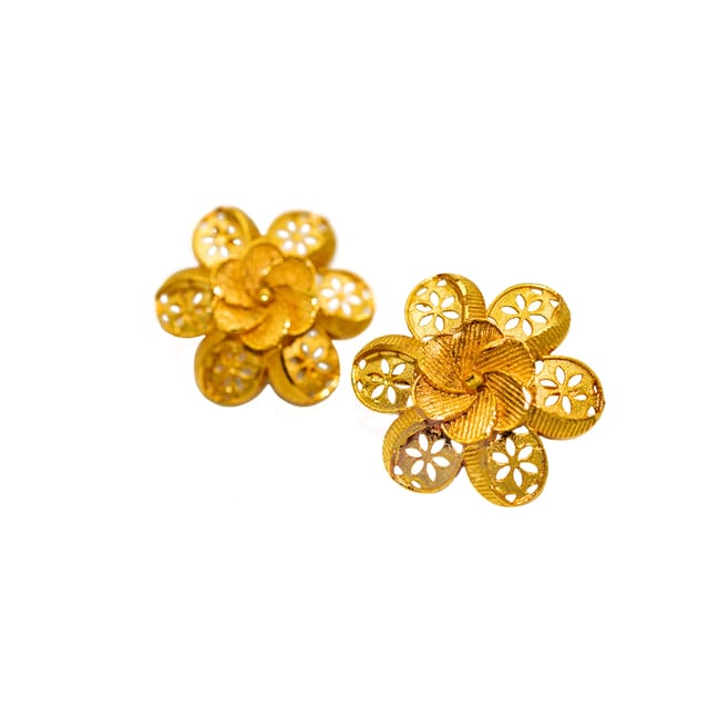 Golden Flower Post Earrings – Serefina