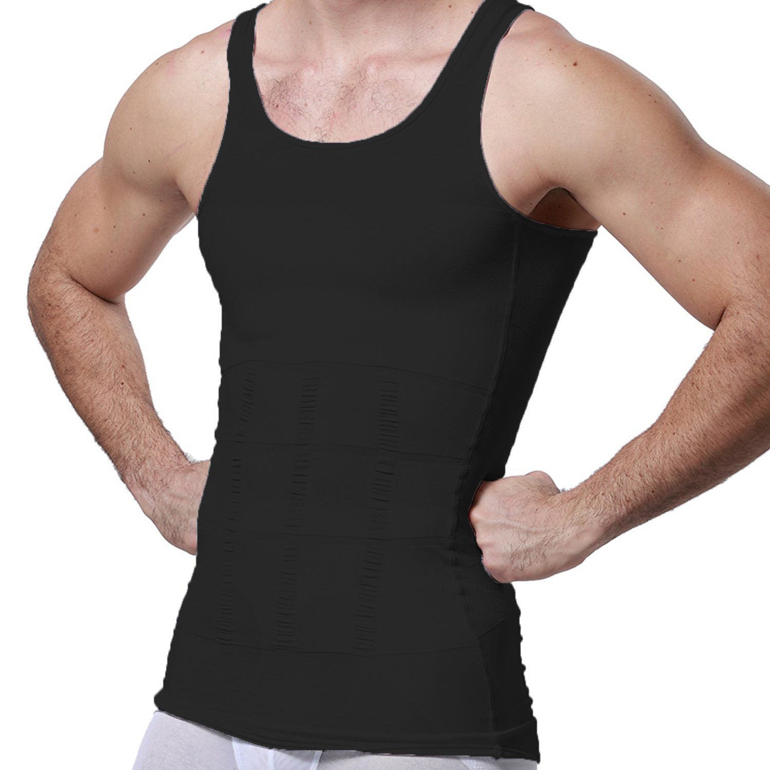 ZURU BUNCH Black Vest Slimming Tummy Tucker Slim & Lift Body Shaper Vest/Men's Undershirt Vest to Look Slim Instantly