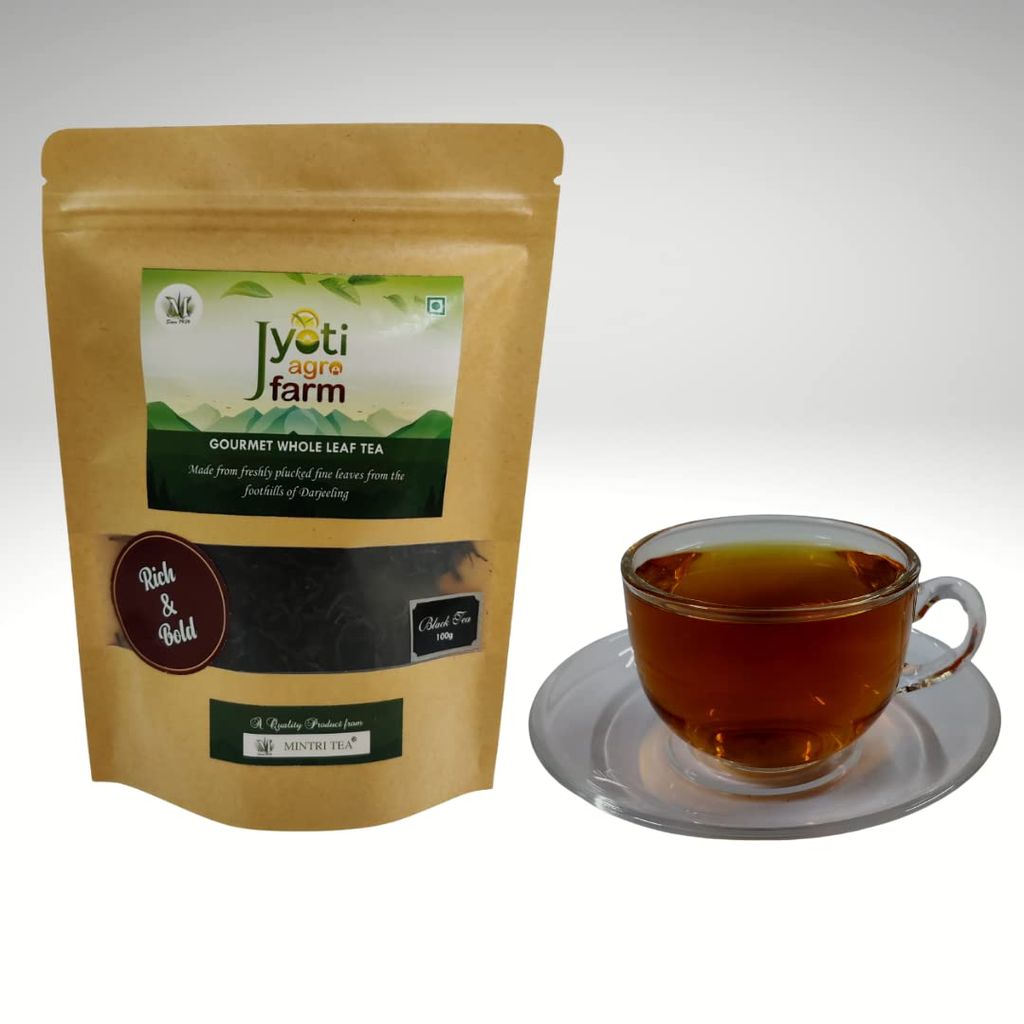 Premium English Orthodox Black Tea from the foothills of Darjeeling | Rich & Bold | Jyoti Agro Farm (100g) | 75 to 100 cups approx | Second Flush | Gourmet Whole Leaf Tea by MINTRI TEA