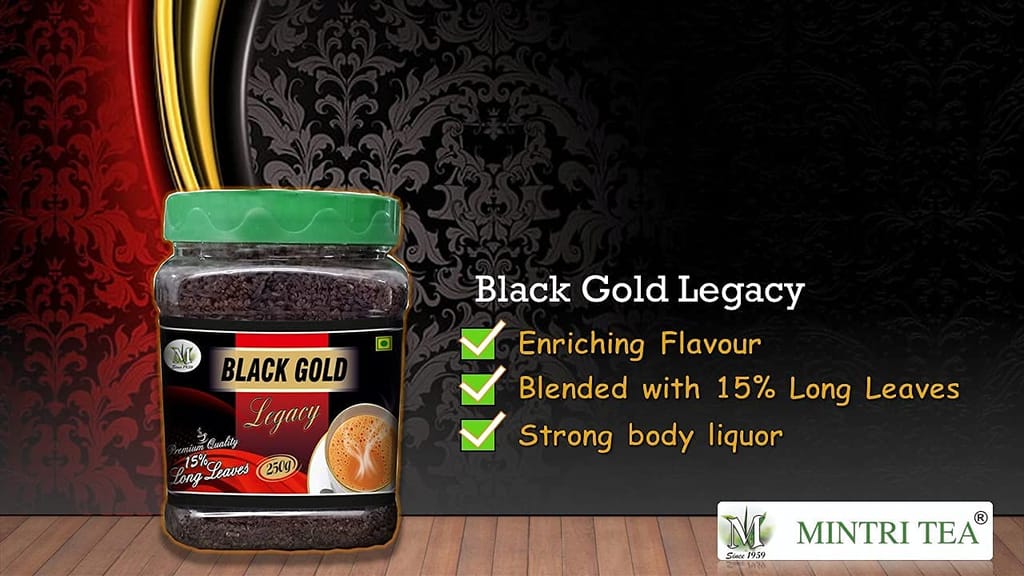 MINTRI TEA - Premium Tea blended with guaranteed 15% long leaves | BlackGold Legacy 250gms (Pack of 2 or Pack of 4)