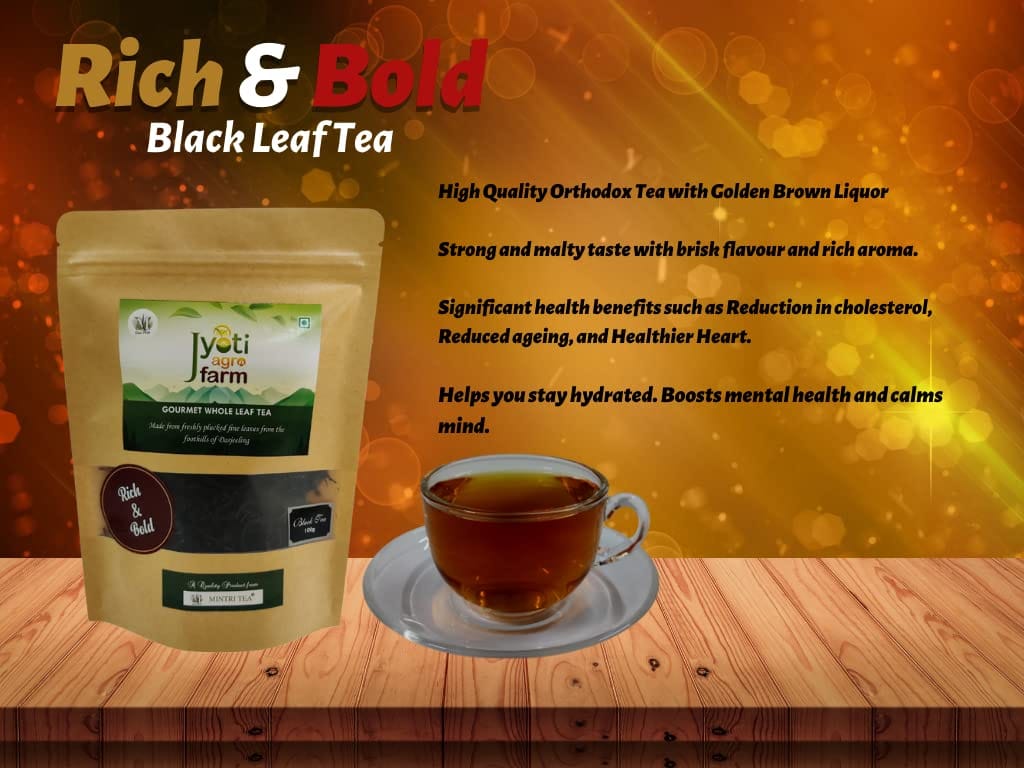 MINTRI TEA Premium Orthodox English Black Tea Collection | From the Foothills of Darjeeling | Roasted, Smooth Sunkissed, Rich & Bold | Jyoti Agro Farm (3 x 100g packs)
