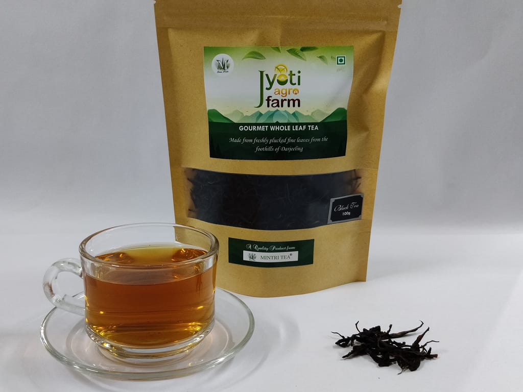 Premium English Orthodox Black Tea from the foothills of Darjeeling | Smooth Sunkissed | Jyoti Agro Farm (100g) | 75 to 100 cups approx | First Flush | Gourmet Whole Leaf Tea by MINTRI TEA