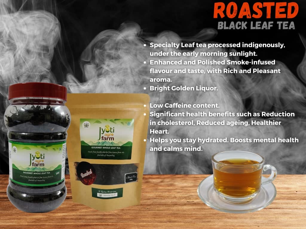 Roasted Premium Orthodox Black Tea from the foothills of Darjeeling | Jyoti Agro Farm (200g) | 150 to 200 cups approx | Gourmet Whole Leaf Tea by MINTRI TEA