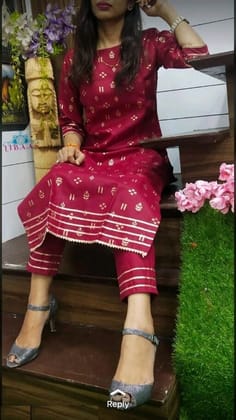 SUKHVILAS fashion  Women Kurta and Pant Set Cotton Blend