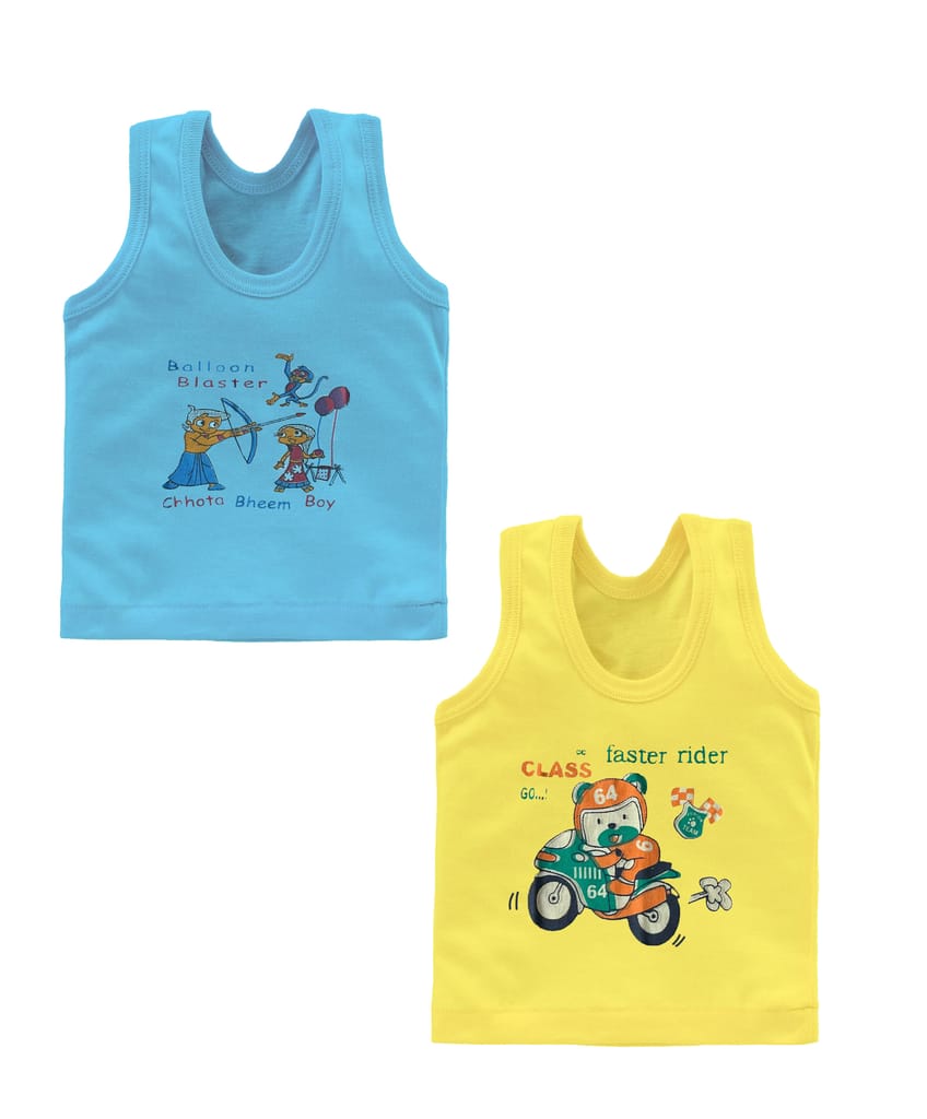 Neeba Pure Cotton Color Multicolor Striped Printed Innerwear baniyan Kids Vest Infants Sando Unisex Sleeveless Regular fit Undershirts for Boys and Girls