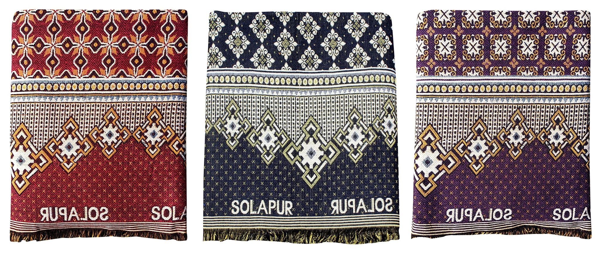 Mandhania MayurPankh Solapuri Chaddars 100% Cotton Dailyuse Single Bed Blanket Pack of 3 - Multicolor