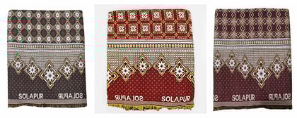 Mandhania Solapur Chaddars 100% Cotton Dailyuse Single Bed Blanket Pack of 3 - Multicolor