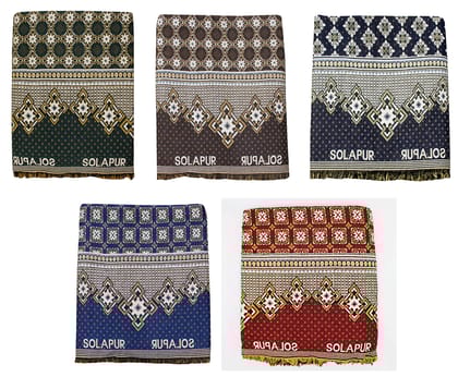Mandhania Cotton Single Solapur Chaddar, Multicolour, Pack of 5