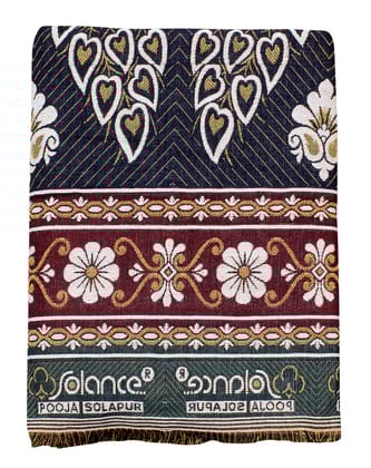 Mandhania Pooja Solapuri Chaddars 100% Cotton Dailyuse Double Bed Blanket Pack of 1 - Multicolor