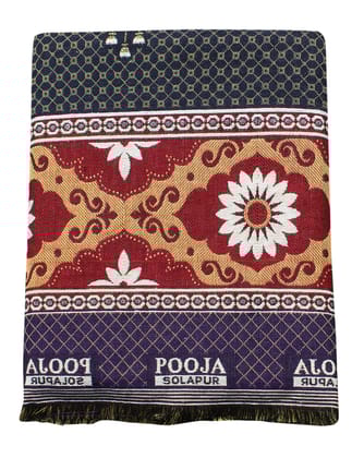 Mandhania Pooja. Solapuri Chaddars 100% Cotton Dailyuse Double Bed Blanket Pack of 1 - Multicolor