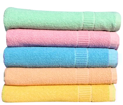 Mandhania Lily Crape Cotton Bath Towels Pack of 5 Multicolor (145cm x 70cm)