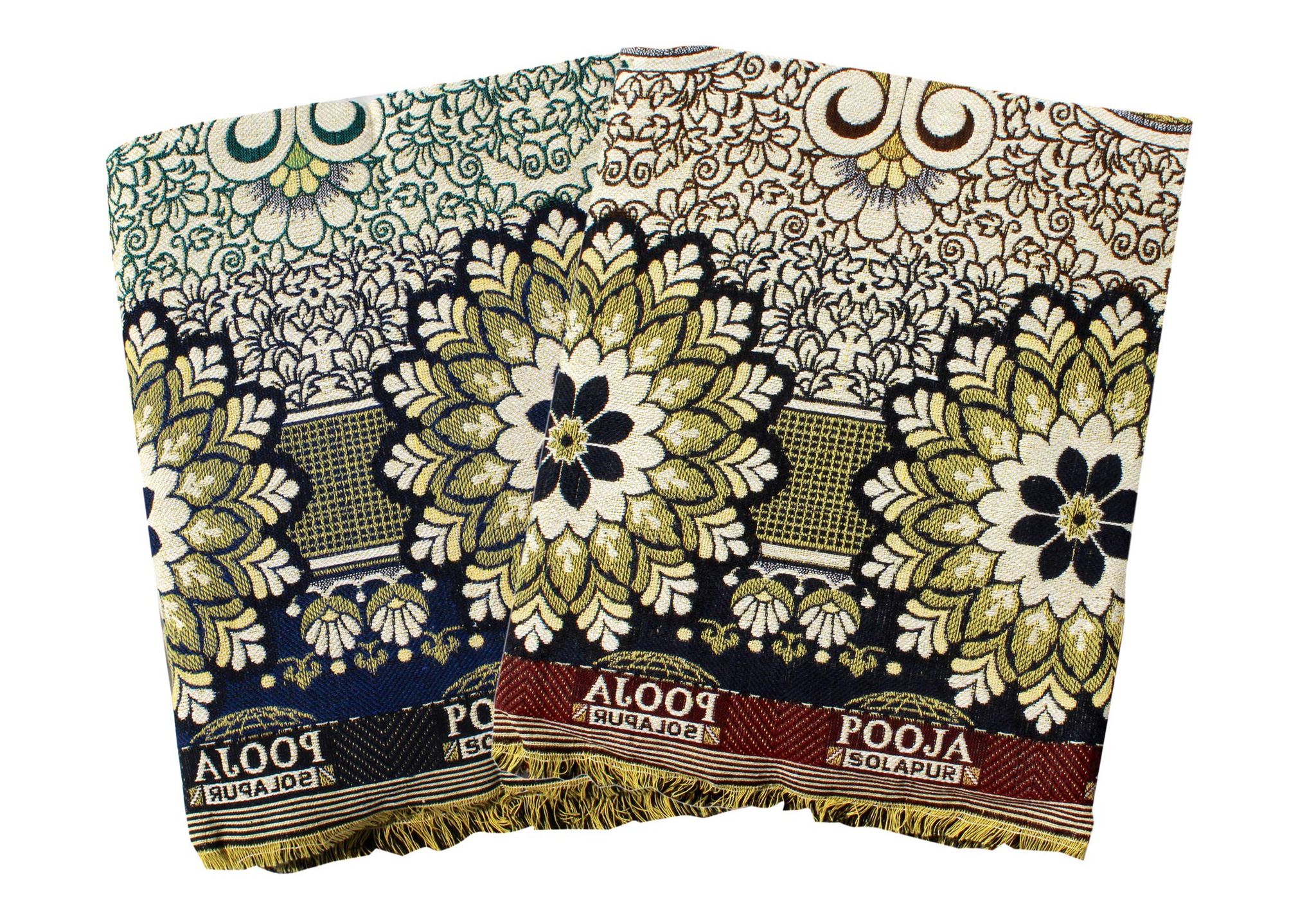 Mandhania Pooja Solapuri Chaddars 100% Cotton Dailyuse Double Bed Blanket Pack of 2 - Multicolor