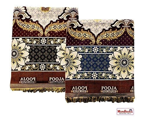 Mandhania Pooja Solapuri Chaddars 100% Cotton Dailyuse Double Bed Blanket Pack of 2 - Multicolor