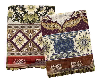 Mandhania Pooja Solapuri Chaddars 100% Cotton Dailyuse Double Bed Blanket Pack of 2 - Multicolor
