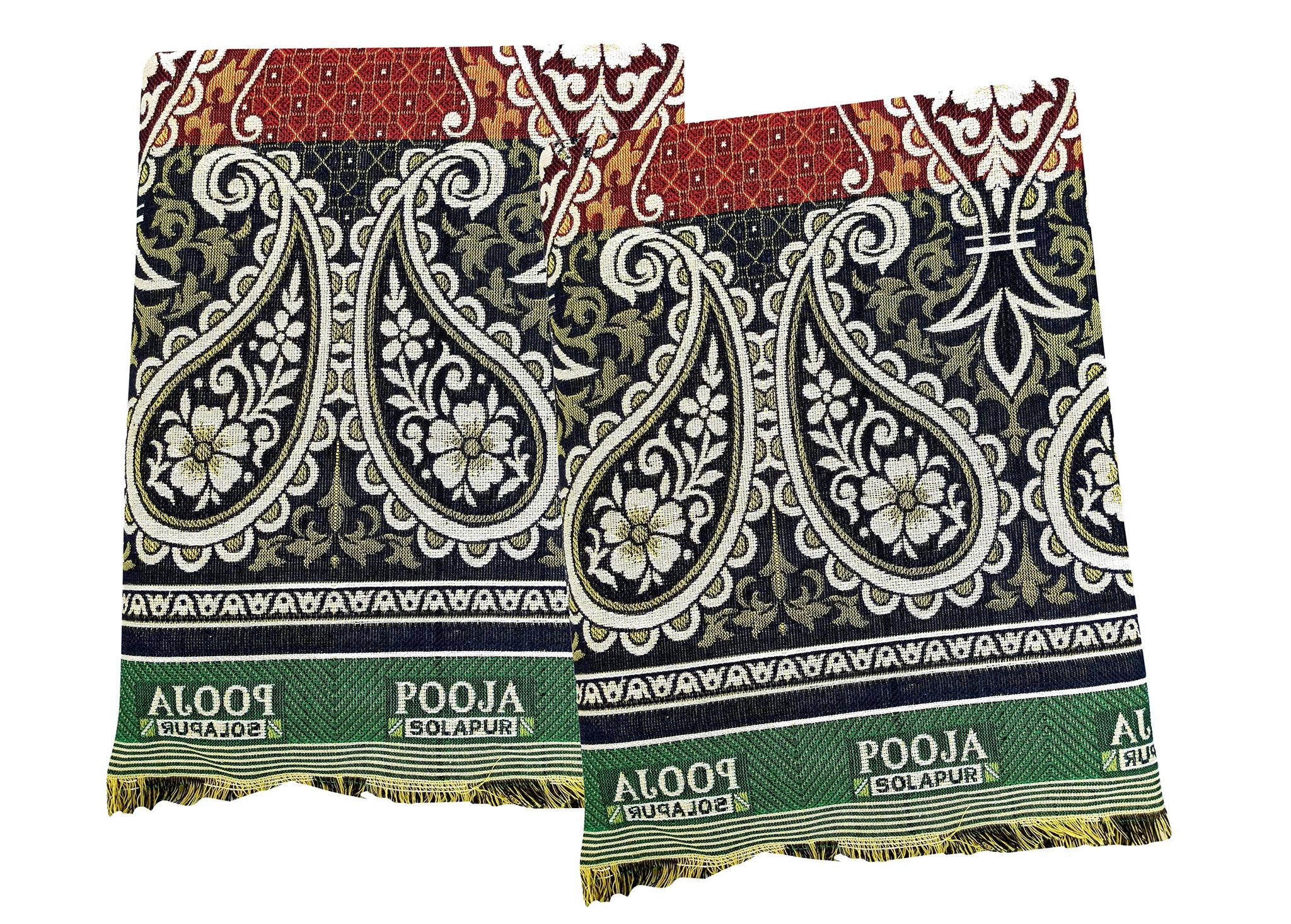 Mandhania Pooja Solapuri Chaddars 100% Cotton Dailyuse Double Bed Blanket Pack of 2 - Multicolor