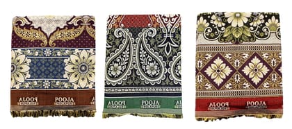 Mandhania Pooja Solapuri Chaddars 100% Cotton Dailyuse Double Bed Blanket Pack of 3 - Multicolor