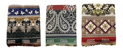 Mandhania Pooja Solapuri Chaddars 100% Cotton Dailyuse Double Bed Blanket Pack of 3 - Multicolor