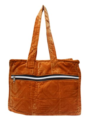 Mandhania Eco Friendly Velvet Shoulder Bag for Women Light Brown