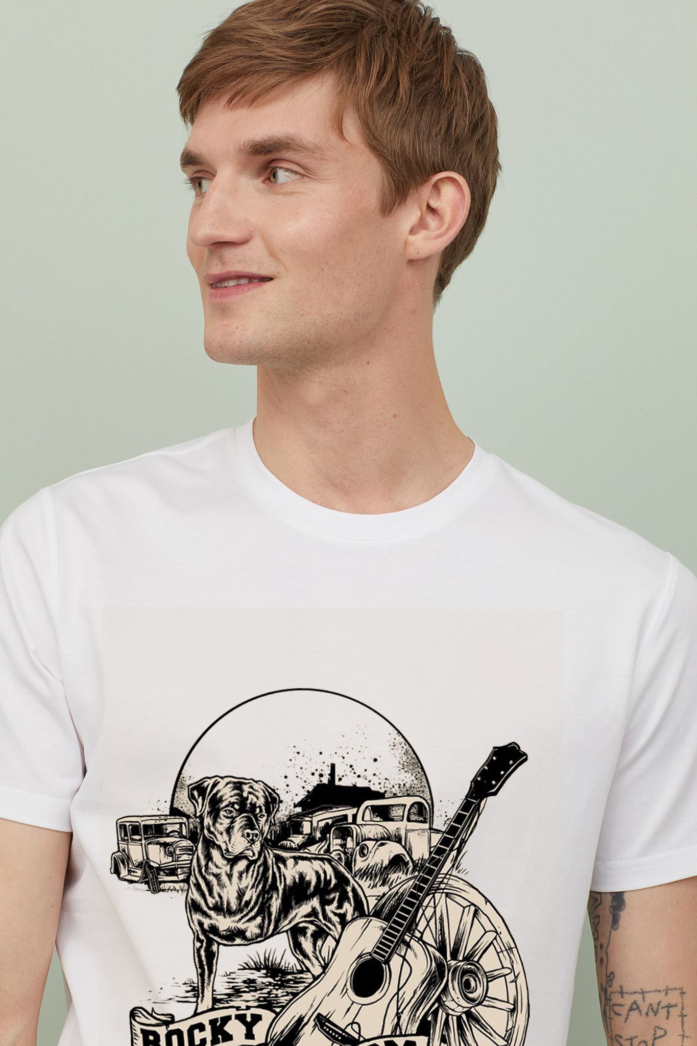 White Men's Printed T shirt