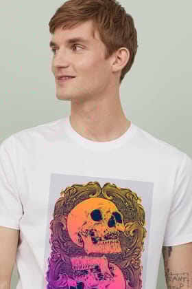 Men's White Peinted T-Shirt