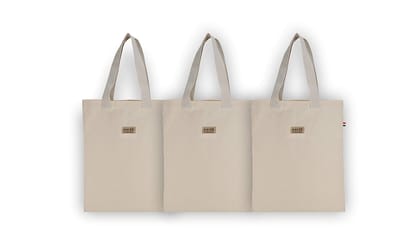 EARTH CONNECT Women's Earthy Fabric Tote Bag (13" x 16" inch, Natural Cream) - Set of 3
