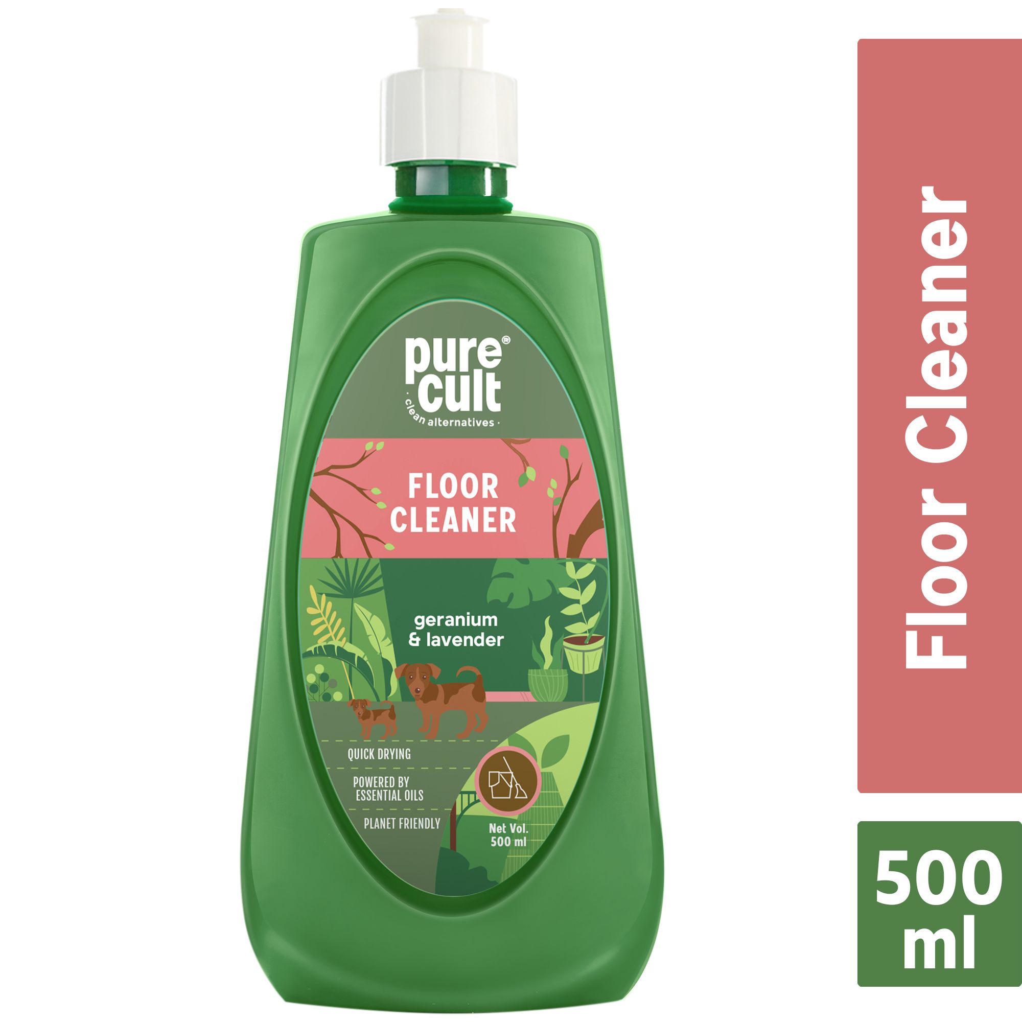 PureCult Floor Cleaner with Geranium and Lavender Essential Oils | Plant Based & Biodegradable Surfactant | Kids & Pet Friendly | 500ml