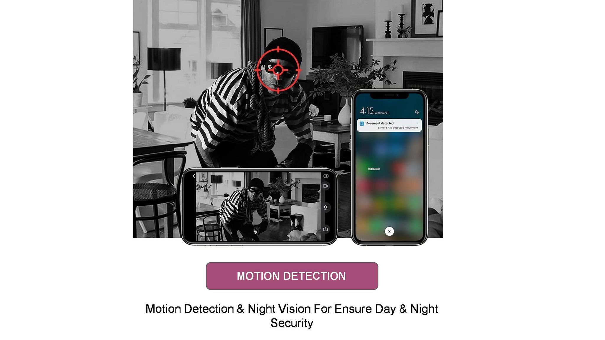 BioEnable C100 Smart WiFi Camera with Remote Monitoring, Day-Night Mode, Advanced Motion Detection, Micro SD Card Slot, Live Streaming, 2 Way Audio, Works with Android and iOS Smartphones