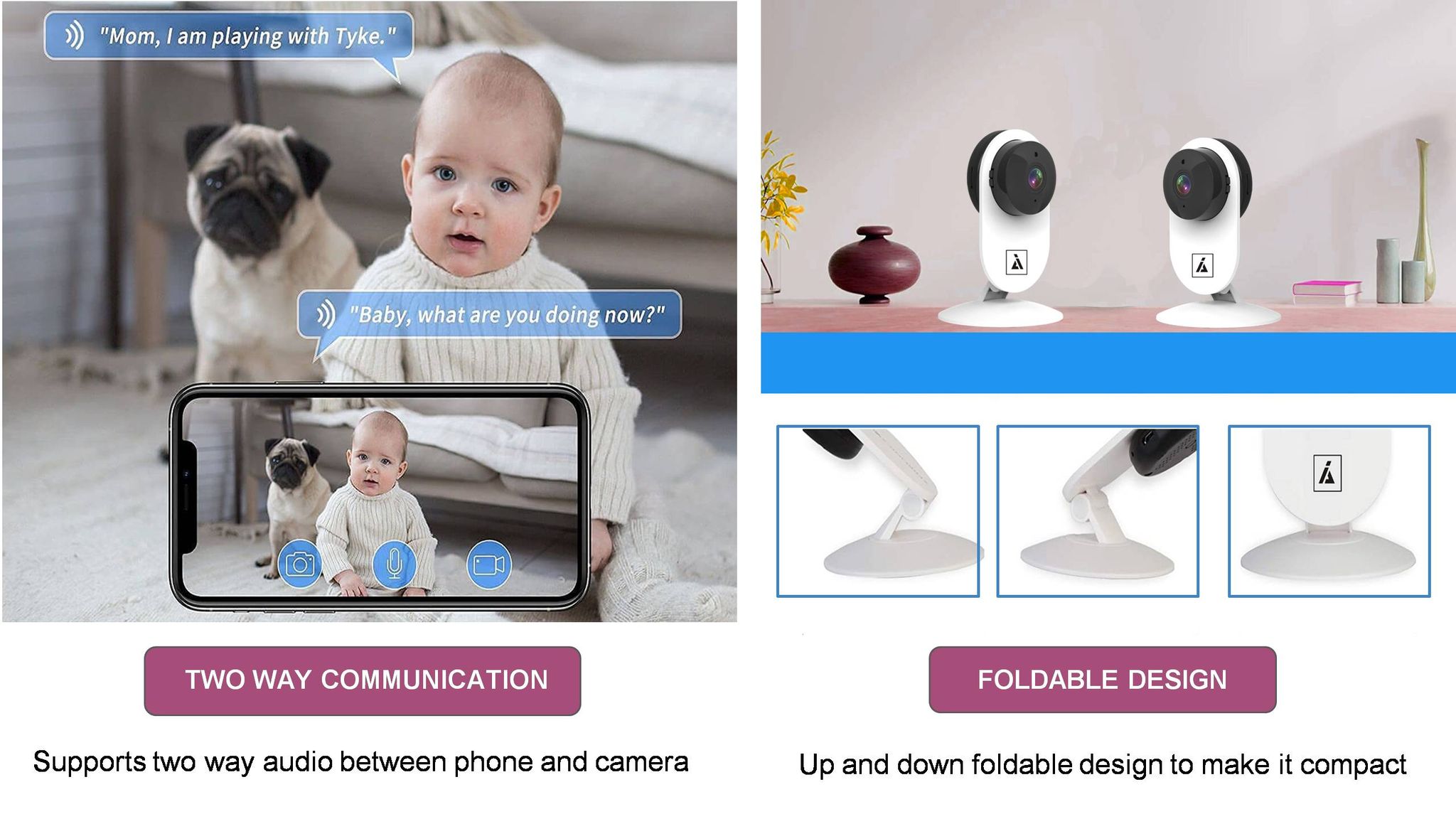 BioEnable C100 Smart WiFi Camera with Remote Monitoring, Day-Night Mode, Advanced Motion Detection, Micro SD Card Slot, Live Streaming, 2 Way Audio, Works with Android and iOS Smartphones