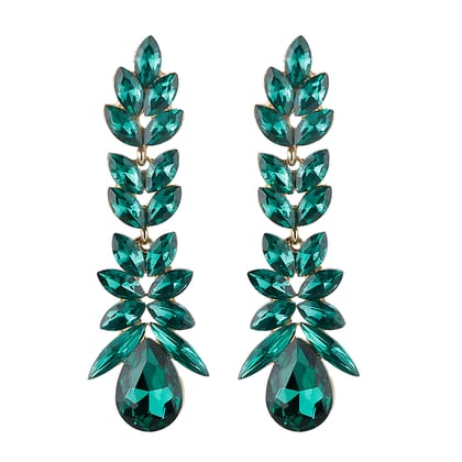 Markis Crystal Green Emerald Stone Dangler Earrings.