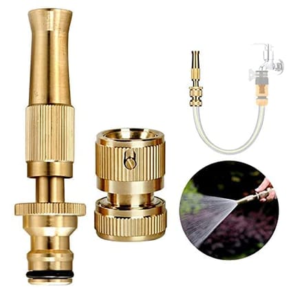 EVERSTRONG Premium Heavy Brass Nozzle Water Spray Gun Water Jet Hose Nozzles Hose Pipe Spray Gun Suitable for 1/2" Hose Pipe For Gardening And Washing - Without Hose Pipe - Cleaning Sprayer