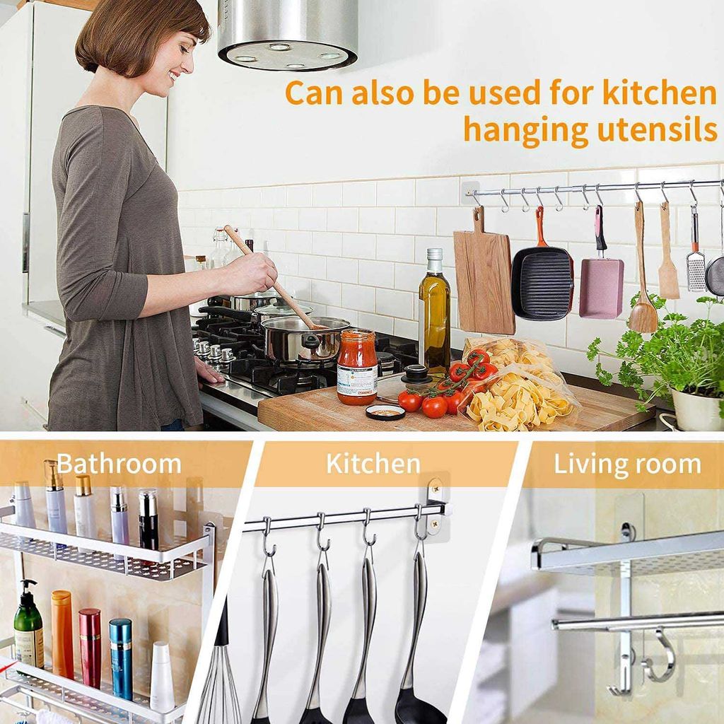 ZURU BUNCH Adhesive Hooks, Detachable Self Adhesive Wall Screw Hooks, Punch-Free Wall-Mounted Screw Hook Hooks for Bathroom, Kitchen