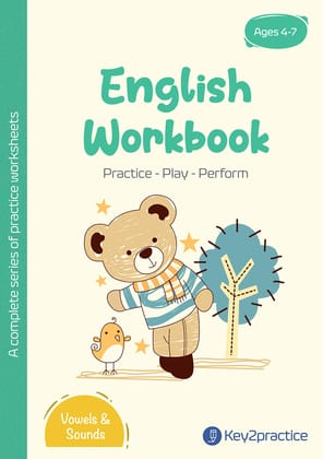 Key2practice Pre Primary (Ages 4-7 yrs) English Grammar Workbook | Topic - Vowels and Sounds | 86 Colourful Practice Worksheets with Answers | Designed by IITians
