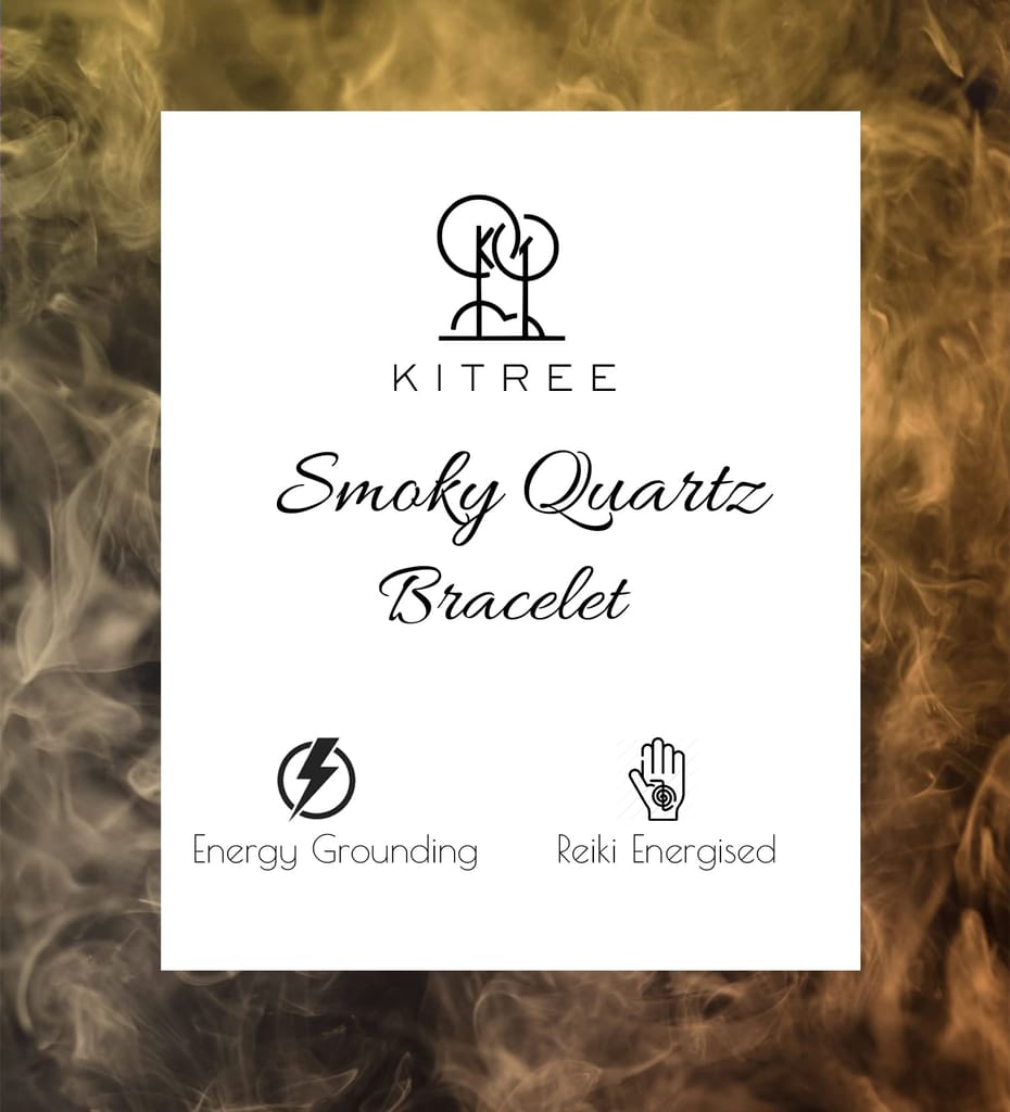 KITREE NATURAL FENG-SHUI REIKI HEALING SMOKY QUARTZ CRYSTAL BRACELET 8 MM ROUND SHAPE FOR MENS AND WOMENS(COLOR BROWN)