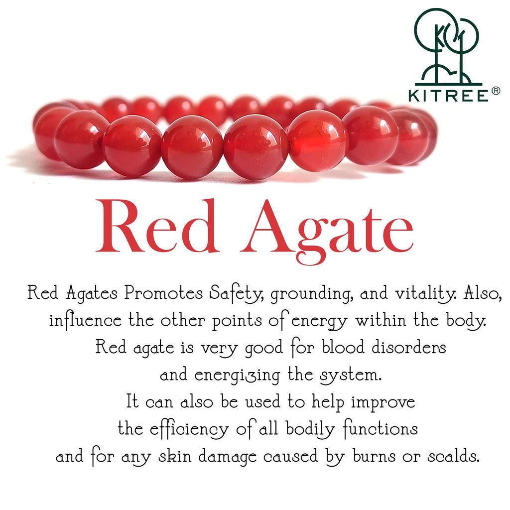 KITREE ENERGISED NATURAL RED AGATE CRYSTAL BRACELET FOR MENS AND WOMENS (COLOR RED)