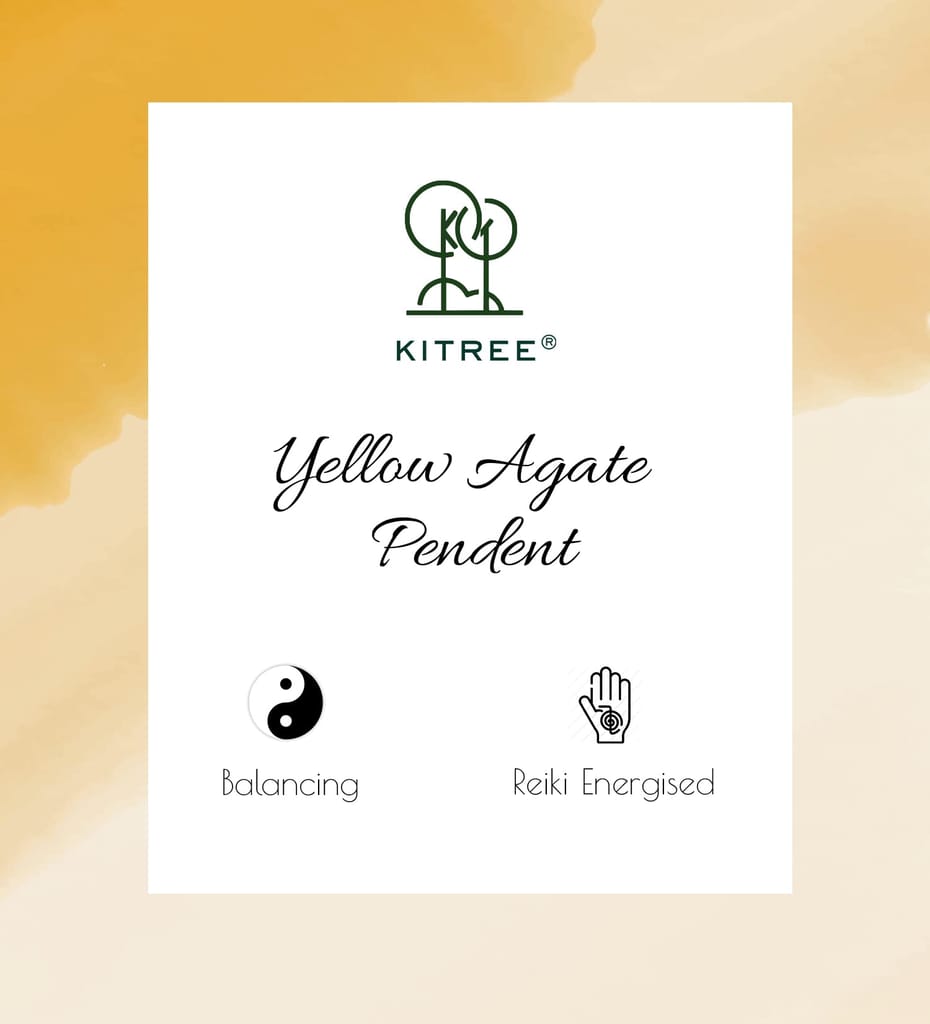 KITREE NATURAL YELLOW AGATE CRYSTAL PENCIL PENDENT WITH CHAIN FOR UNISEX 5 CM APPROX. (COLOR YELLOW)