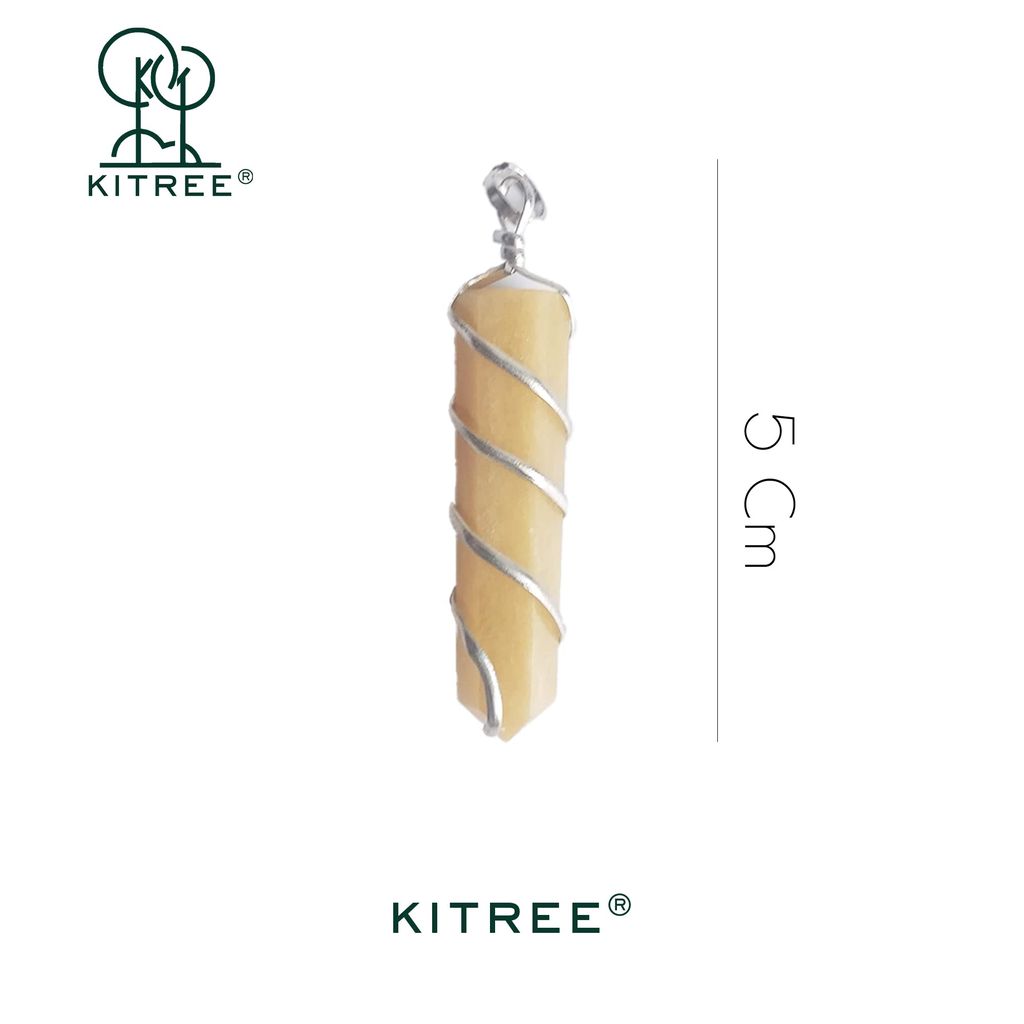 KITREE NATURAL YELLOW AGATE CRYSTAL PENCIL PENDENT WITH CHAIN FOR UNISEX 5 CM APPROX. (COLOR YELLOW)