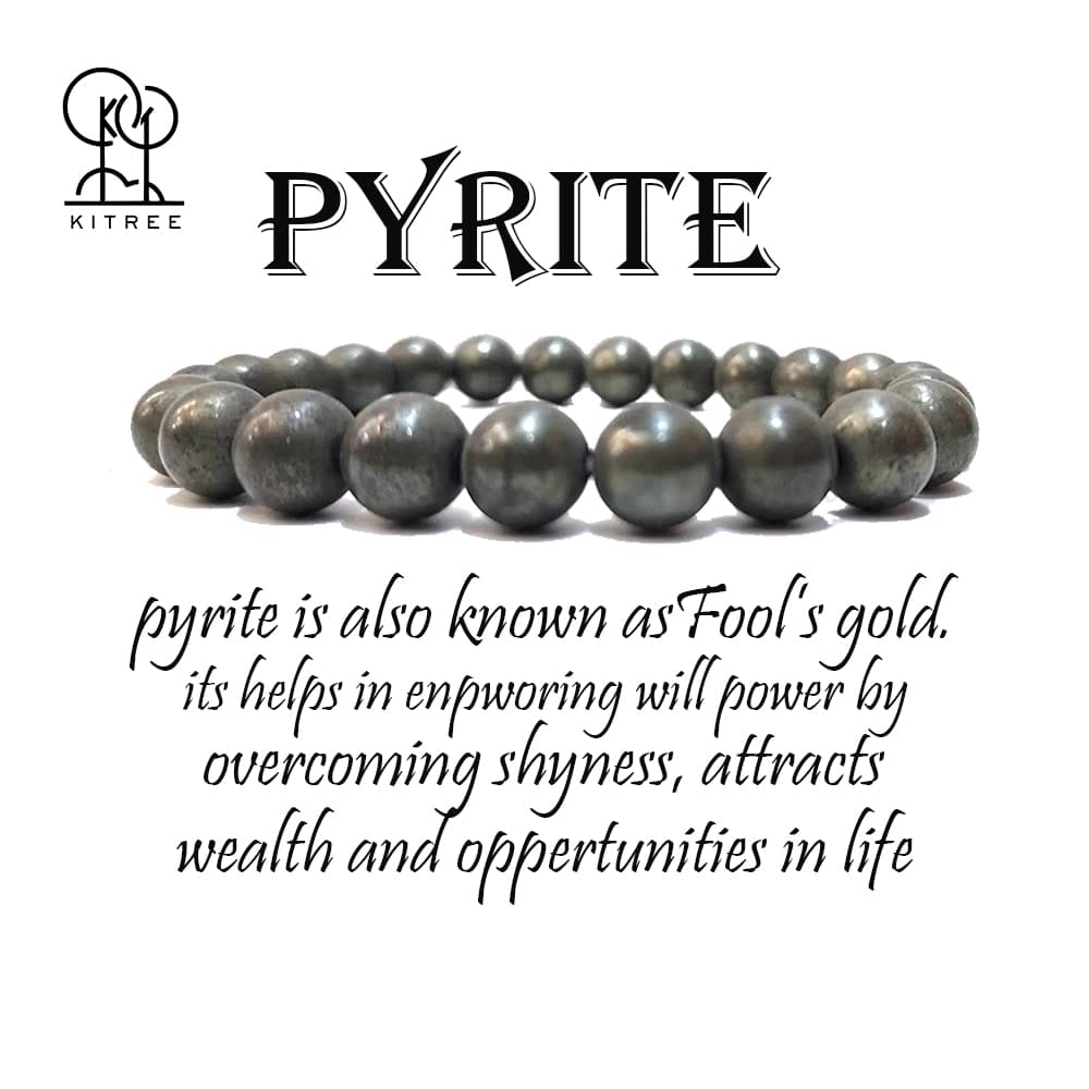 KITREE ENERGISED NATURAL PYRITE CRYSTAL BRACELET FOR MENS AND WOMENS (COLOR DARK GREY)