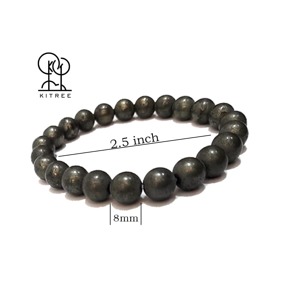 KITREE ENERGISED NATURAL PYRITE CRYSTAL BRACELET FOR MENS AND WOMENS (COLOR DARK GREY)