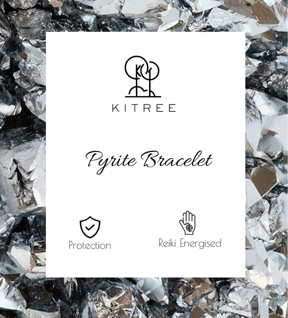KITREE ENERGISED NATURAL PYRITE CRYSTAL BRACELET FOR MENS AND WOMENS (COLOR DARK GREY)
