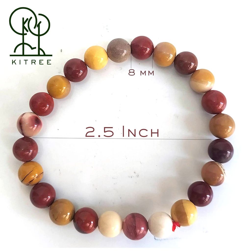 KITREE ENERGISED NATURAL MOOKITE JASPER CRYSTAL BRACELET 8MM ROUND FOR UNISEX (MULTI COLR)