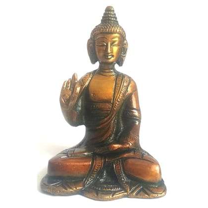 KITREE Lord Buddha Blessing Idol Made with Brass and Polished (4 INCH APROXX.) (Red)