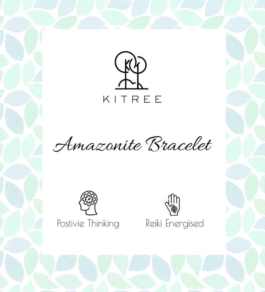 KITREE NATURAL AMAZONITE CRYSTAL BRACELET REIKI HEALING FENG -SHUI 8MM ROUND FOR MENS AND WOMENS (COLOR GREEN)
