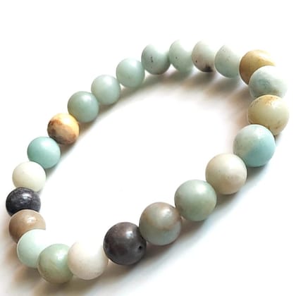 KITREE NATURAL AMAZONITE CRYSTAL BRACELET REIKI HEALING FENG -SHUI 8MM ROUND FOR MENS AND WOMENS (COLOR GREEN)