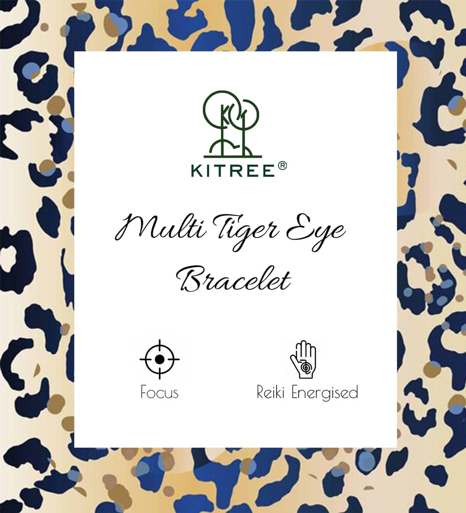 KITREE MULTI TIGER EYE CRYSTAL REIKI HEALING BRACELET 8MM ROUND FOR UNISEX (COLOR MULTI)